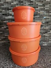 Vintage Tupperware Orange Canisters with Lids picture
