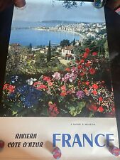 VTG France Riviera Cote D’Azur 1960s Tourist Travel Advertisement Poster picture