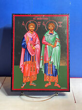 Holy Unmercenaries -Orthodox high quality byzantine style Wooden Icon 6x8 picture
