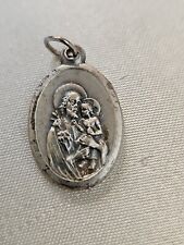 Joseph and Baby Jesus, Silver Tone Metal, Stunning Detail, PENDANT VINTAGE 1970 picture