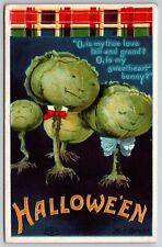 Ellen H Clapsaddle Halloween~Fantasy Face Cabbages Want A True Love~Embossed picture