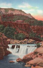 Postcard AZ Oak Creek Canyon Rushing Stream Highway 79 Linen Vintage PC G3600 picture
