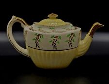 1950s Gibson England Teapot Yellow & Ivory Gold & Green Leaves picture