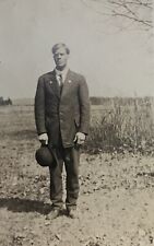 Lewis & His Bowler Hat, near Rushford, MN Antique Real Photo Postcard RPPC picture