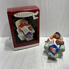 Happy Holi-doze 1996 Hallmark Keepsake Ornament Baseball Bear Sleeping On Chair picture