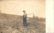 HUNTER WITH RIFLE antique real photo postcard rppc CANTON OHIO OH 1910s hunting picture