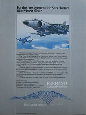 11/1986 PUB FERRANTI DEFENSE SYSTEMS RADAR BLUE VIXEN SEA HARRIER ORIGINAL AD picture