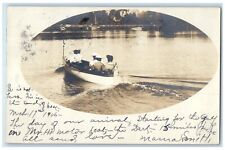 1906 Womens Riding Boat Tarpon Springs Florida FL RPPC Photo Antique Postcard picture
