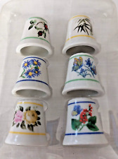 Thimble Assortment Set of 6 Porcelain Thimbles Floral, Butterflies & Flowers picture