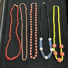 RARE Czechoslovakia Czech Mardi Gras Glass Beads - Necklaces Lot Of 5- Vintage picture