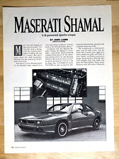 1990 Maserati Shamal Original Magazine Article picture