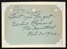 Eddie Leonard d1941 signed autograph auto 3x5 Cut American Minstrel Vaudevillian picture
