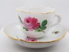 Meissen Porcelain  Rose Decorations Cabinet Coffee Cup & Saucer picture