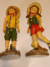 12 inch porcelain country boy and girl figure set in excellent condition picture