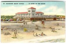 Vtg Postcard c1947  St. Augustine Florida ~ Beach Hotels ~ At Home on the Ocean picture