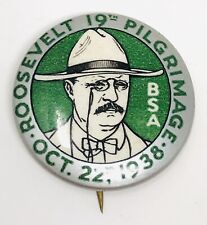 RARE 1938 BSA Roosevelt 19th Pilgrimage Pin Button Boy Scouts  picture