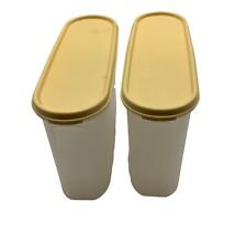 Tupperware Vintage Super Oval Modular Mates, Gold Lids Set of 2 Collectible picture