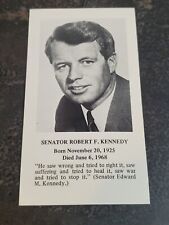 RARE 1968 Senator Robert F. Kennedy Memorial Catholic Prayer Card ✝️  picture