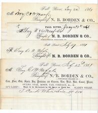 (4) 1861 Fall River MA Billheads - N.B. Borden & Co.  - Lizzie Borden Relative picture