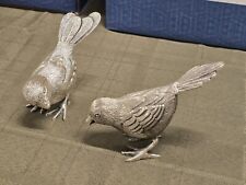 Vintage E.P.N.S Plated Lacquered Bird Figurines Set of 2 Made in India picture