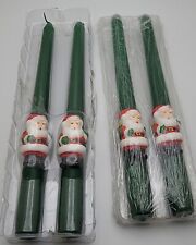 2 Sets Of Vintage Green Santa Christmas Taper Candles 10