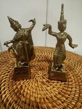 Pair of Brass/bronze Vintage Siamese Dancing Figures 4