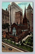 New York City NY, Trinity Church, Antique Vintage Souvenir Postcard picture