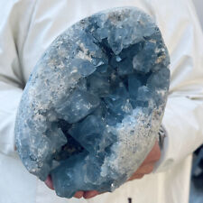 12.8lb Large Natural Blue Celestite Crystal Geode Quartz Cluster Mineral Specime picture