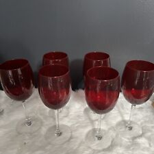 RUBY RED WINE GLASSES, Set of 2 Full bodied glass Clear Glass stem 9