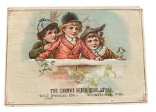 c1880 Trade Card The Common Sense Shoe Store Reading PA 3 Children In Hats picture