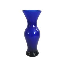 Vintage Cobalt Blue Glass Vase Retro Hand Blown Handmade Decorative 9