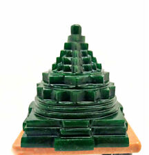 Natural green jade gemstone meru sri yantra big size for positive energy at home picture