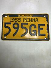 Original 1955 Pennsylvania License Plate - 595Ge Nice Shape For Age picture