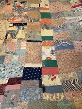 Vintage Antique Handmade Patchwork Quilt Hand Stitched Some conditions 82”x73” picture