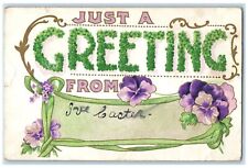 1913 Greetings Flowers Embossed Manette Washington WA Posted Antique Postcard picture