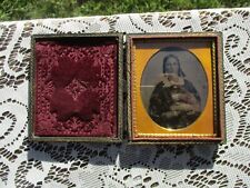 Civil War era 1/6th-Plate Tintype of Woman in Pressed Cardboard Case picture