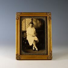 Vintage Gilded Wood Photo Frame with Easel and Photo picture