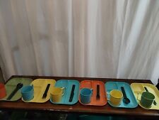 6 Vintage Colonial Plastics Plastic Divided Dinner Trays & Cups  picture