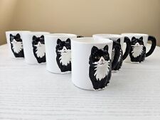 Vintage OTAGIRI CINDY SUGAWARA Hand Painted Coffee Cup Mug Black White Cat x's 6 picture