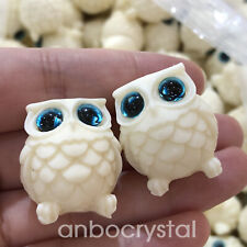 2pc Natural Genuine Tagua Nut Hand Carved mini Owl skull reiki healing collect  picture