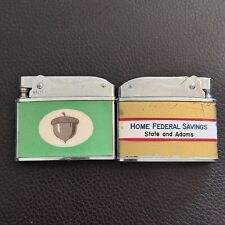 Vintage Flat Advertisement Lighters, Set of Two Vintage Lighters, **UNTESTED** picture