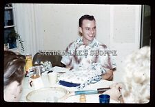 1980 Slide Dining Table Presents Smiling Man #4355 picture
