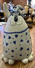 Hand Thrown Studio Art Pottery Cute Cat Signed picture