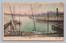 Postcard Light Street Wharves Baltimore Maryland c1908 Hand Colored picture