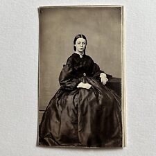 Antique CDV Photograph Beautiful Young Woman In Black Mourning Thomaston ME picture