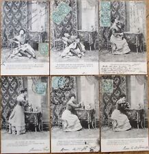 Dom Benedictine Drinking Woman 1907 French Fantasy Postcard Set of Six, Drunk picture