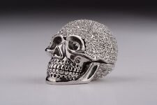 Keren Kopal Silver Skull Hand made Trinket Box Decorated with Austrian Crystals picture