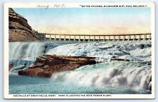 Postcard MT 1917 The Falls At Great Falls Vtg View I7 picture