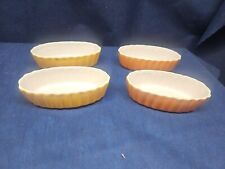 Vintage Oval Fluted Small Ceramic Baking Dishes Set/4 In 2 Colors EUC  picture
