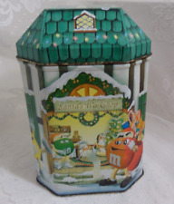 Vintage M&M's Santa's Workshop Advertising Tin Can with Lid Christmas Holiday picture
